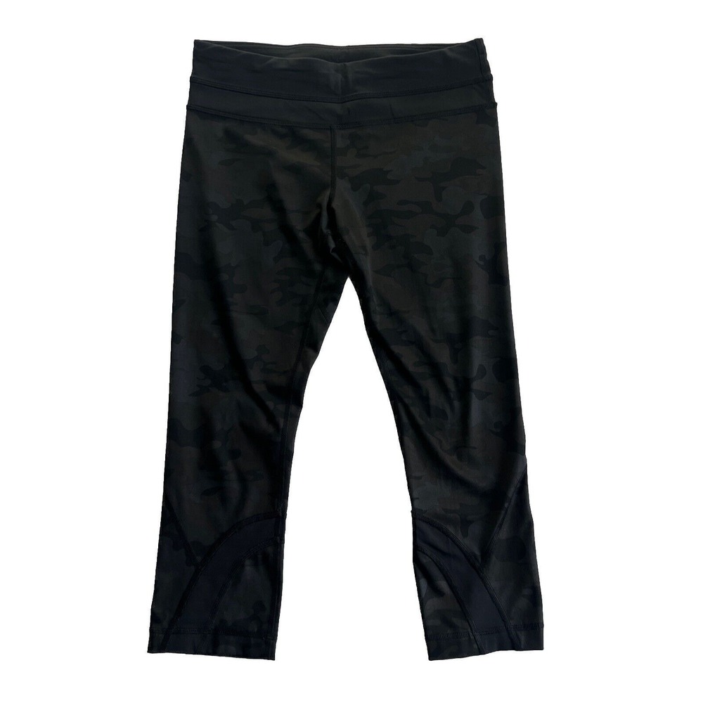 Lululemon Run‎ Inspire Crop II Legging Sz 6 Camo Black Luxtreme Gym Running Yoga